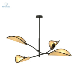 EMIBIG - nowoczesna, designerska lampa sufitowa LOTUS IV black/rattan