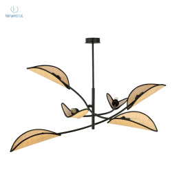 EMIBIG - nowoczesna, designerska lampa sufitowa LOTUS VI black/rattan