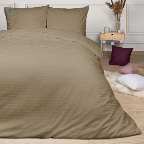 Darymex - Pościel satynowa CIZGILI LIGHT BROWN 180x200 cm+2x(70x80 cm)