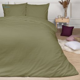 Darymex - Pościel satynowa CIZGILI OLIVE GREEN 140x200+1x(70x80 cm)