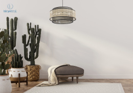 BPS Koncept - rattanowa lampa wisząca boho ROTANG MAY, beżowa/czarna