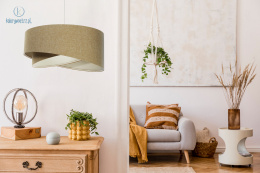 BPS Koncept - lampa wisząca z abażurem BOHO ASYMMETRY ELLEGANT, oliwkowa