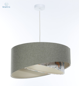 BPS Koncept - lampa wisząca z abażurem BOHO ASYMMETRY ELLEGANT, szaro-biała