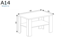 JARSTOL - klasyczny stół kawowy ANTICA A-14, 90x60x59 cm kolor dąb kraft złoty