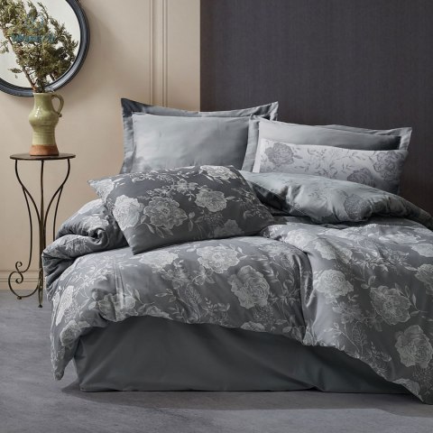 Darymex - Pościel bawełniana FLORY GREY, 160x200 cm+2x(70x80 cm) COTTONLOVE JACQUARD