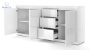 BIM FURNITURE - nowoczesna, duża komoda z 3 szufladami BELLO BIANCO IV, 195x89 cm - biały mat/biały połysk