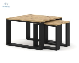 BIM FURNITURE - nowoczesny/loftowy zestaw 2 stolików kawowych NUKA M, kolor dąb artisan