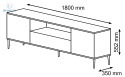 BIM FURNITURE - designerska szafka RTV w stylu glamour z szufladą PETRA 2D1S, 180x55 cm - kolor biały mat