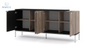 BIM FURNITURE - nowoczesna, duża komoda TOLEDO 190-4D, 190x86 cm - kolor dąb flagstaff/czarny mat