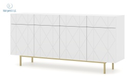 BIM FURNITURE - nowoczesna, elegancka komoda KAIRO 100-4D4S, 180x84 cm - kolor biały mat