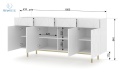 BIM FURNITURE - nowoczesna, elegancka komoda KAIRO 100-4D4S, 180x84 cm - kolor biały mat