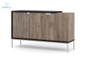 BIM FURNITURE - nowoczesna komoda TOLEDO 143-3D, 143x86 cm - kolor dąb flagstaff/czarny mat