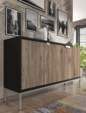 BIM FURNITURE - nowoczesna komoda TOLEDO 143-3D, 143x86 cm - kolor dąb flagstaff/czarny mat