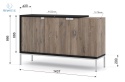 BIM FURNITURE - nowoczesna komoda TOLEDO 143-3D, 143x86 cm - kolor dąb flagstaff/czarny mat