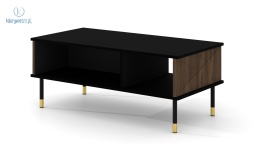 BIM FURNITURE - nowoczesny stolik kawowy WOODY, 110x55 cm, kolor czarny mat/dąb catania