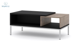 BIM FURNITURE - nowoczesny stolik kawowy z półkami TOLEDO, 110x55 cm, kolor dąb flagstaff /czarny mat