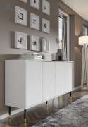 BIM FURNITURE - nowoczesna elegancka komoda SHERWOOD 180-4D FREZ, 180x89 cm - kolor biały mat