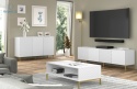 BIM FURNITURE - nowoczesna elegancka szafka RTV SURF 200D4, 200x56 cm - kolor biały mat