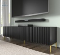 BIM FURNITURE - nowoczesna elegancka szafka RTV WAVE 200D4, 200x56 cm - kolor czarny mat