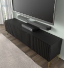 BIM FURNITURE - nowoczesna elegancka szafka RTV WAVE 200D4, 200x56 cm - kolor czarny mat