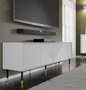 BIM FURNITURE - nowoczesna elegancka szafka RTV WOODY 180-4D, 180x61 cm - kolor biały mat