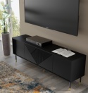 BIM FURNITURE - nowoczesna elegancka szafka RTV WOODY 180-4D, 180x61 cm - kolor czarny mat