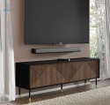 BIM FURNITURE - nowoczesna elegancka szafka RTV WOODY 180-4D, 180x61 cm - kolor czarny mat/dąb catania