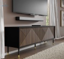 BIM FURNITURE - nowoczesna elegancka szafka RTV WOODY 180-4D, 180x61 cm - kolor czarny mat/dąb catania