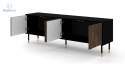 BIM FURNITURE - nowoczesna elegancka szafka RTV WOODY 180-4D, 180x61 cm - kolor czarny mat/dąb catania