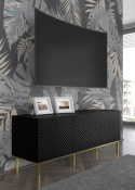 BIM FURNITURE - nowoczesna elegancka szafka RTV RAVENNA DIAMOND CF 150D3, 150x56 cm - kolor czarny połysk