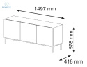 BIM FURNITURE - nowoczesna elegancka szafka RTV RAVENNA DIAMOND CF 150D3, 150x56 cm - kolor czarny połysk