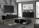 BIM FURNITURE - nowoczesna elegancka szafka RTV RAVENNA DIAMOND CF 200D4, 200x58 cm - kolor czarny połysk