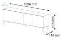 BIM FURNITURE - nowoczesna elegancka szafka RTV RAVENNA DIAMOND CF 200D4, 200x58 cm - kolor czarny połysk