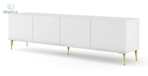 BIM FURNITURE - nowoczesna elegancka szafka RTV RAVENNA DIAMOND CL 200D4, 200x58 cm - kolor biały połysk