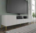 BIM FURNITURE - nowoczesna elegancka szafka RTV z szufladami WAVE 200D2S, 200x56 cm - kolor biały mat