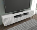 BIM FURNITURE - nowoczesna elegancka szafka RTV z szufladami WAVE 200D2S, 200x56 cm - kolor biały mat