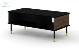 BIM FURNITURE - nowoczesny stolik kawowy SHERWOOD, 110x55 cm, kolor czarny mat/dąb catania