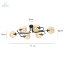 EMIBIG - nowoczesna lampa sufitowa BRENDI 6A-BL czarna/miodowa