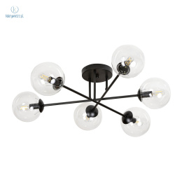 EMIBIG - nowoczesna lampa sufitowa BRENDI 6B-BL czarna/transparent