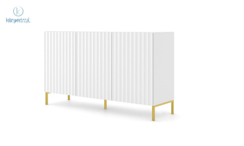 BIM FURNITURE - nowoczesna elegancka komoda WAVE 150D3, 150x87 cm - kolor biały mat