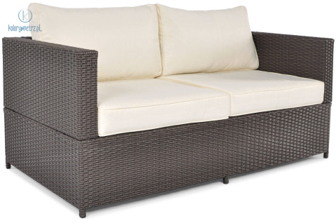 FERTONE - sofa ogrodowa/tarasowa 2 osobowa z technorattanu MALAGA, brązowa