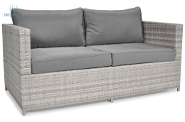 FERTONE - sofa ogrodowa/tarasowa 2 osobowa z technorattanu MALAGA, szara