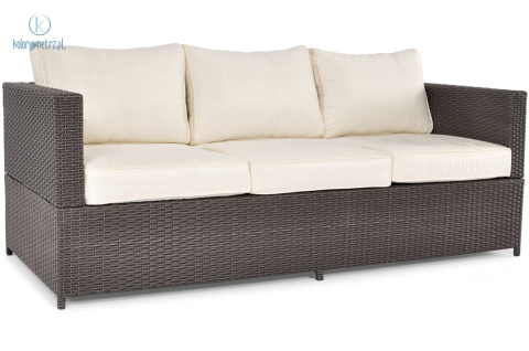 FERTONE - sofa ogrodowa/tarasowa 3 osobowa z technorattanu MALAGA, brązowa