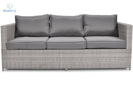 FERTONE - sofa ogrodowa/tarasowa 3 osobowa z technorattanu MALAGA, szara