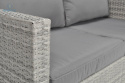 FERTONE - sofa ogrodowa/tarasowa 3 osobowa z technorattanu MALAGA, szara