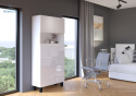 BIM FURNITURE - składane biurko z regałem HOMI WHITE GLOSS, 175x80 cm, kolor biały połysk