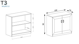 JARSTOL - klasyczna komoda z drzwiczkami TADEUSZ T3, 100x90 cm, kolor dąb lefkas