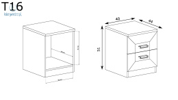 JARSTOL - klasyczna, stojąca szafka nocna TADEUSZ T-16, 40x50 cm kolor dąb lefkas