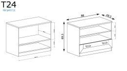 JARSTOL - mała, klasyczna szafka RTV z szufladami TADEUSZ T-24, 88x50 cm kolor dąb lefkas