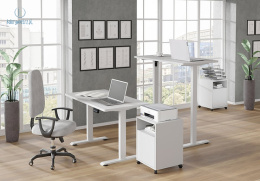 BIM FURNITURE - elektryczne biurko z regulacją wysokości BIMOTION WHITE 120x65 cm kolor biały mat